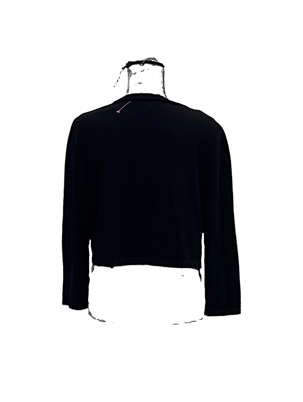 Talbots Women Large Black Open Front Cardigan Cotton Modal Cropped Quiet Luxury - Picture 5 of 9